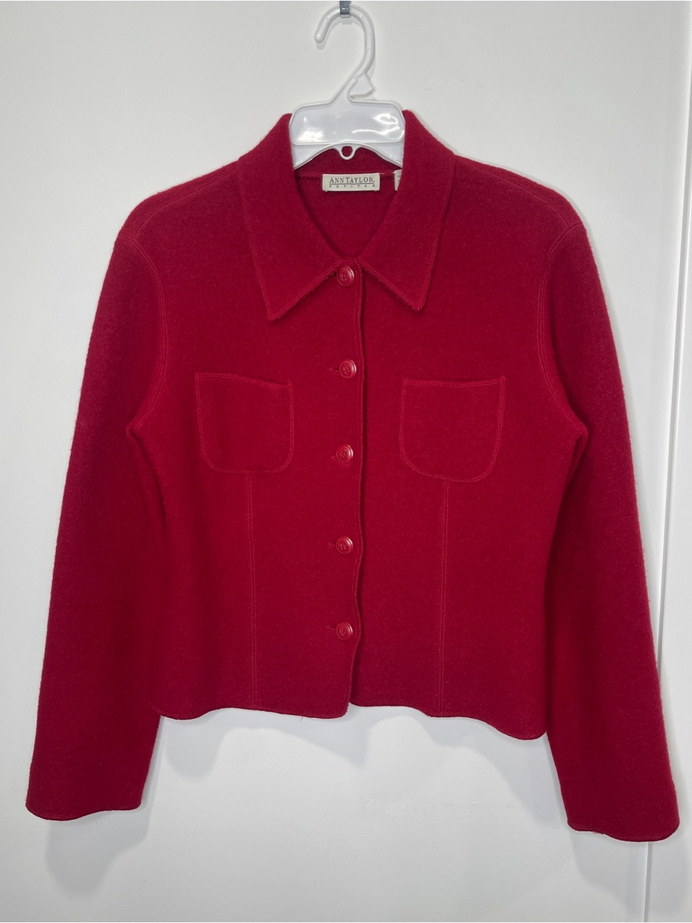 Vintage Ann Taylor Burgandy Button-Up Wool Blazer